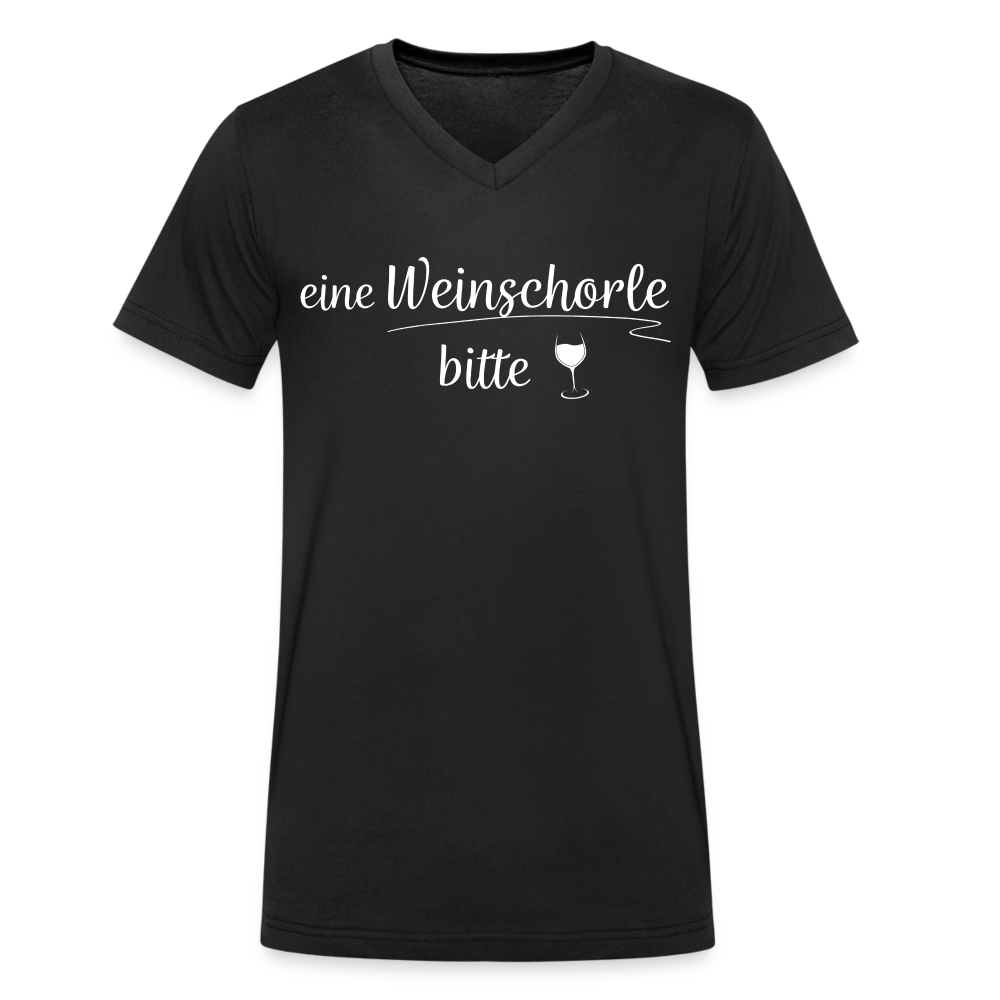 eine Weinschorle bitte - Männer T-Shirt mit V-Ausschnitt aus 100% Bio-Baumwolle - Schwarz