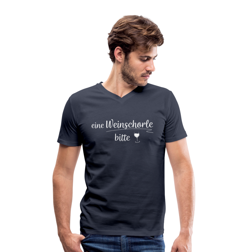 eine Weinschorle bitte - Männer T-Shirt mit V-Ausschnitt aus 100% Bio-Baumwolle - Navy
