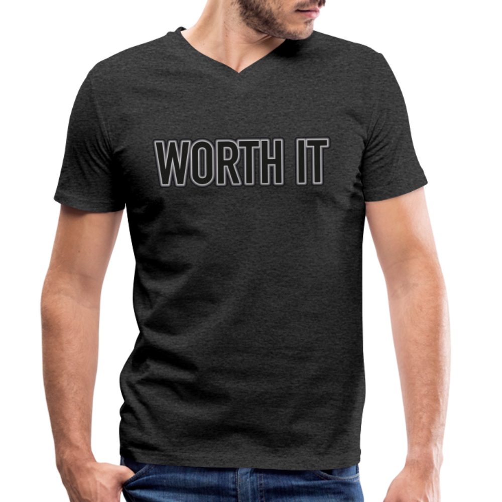 Worth it - Männer T-Shirt mit V-Ausschnitt aus 100% Bio-Baumwolle - Anthrazit