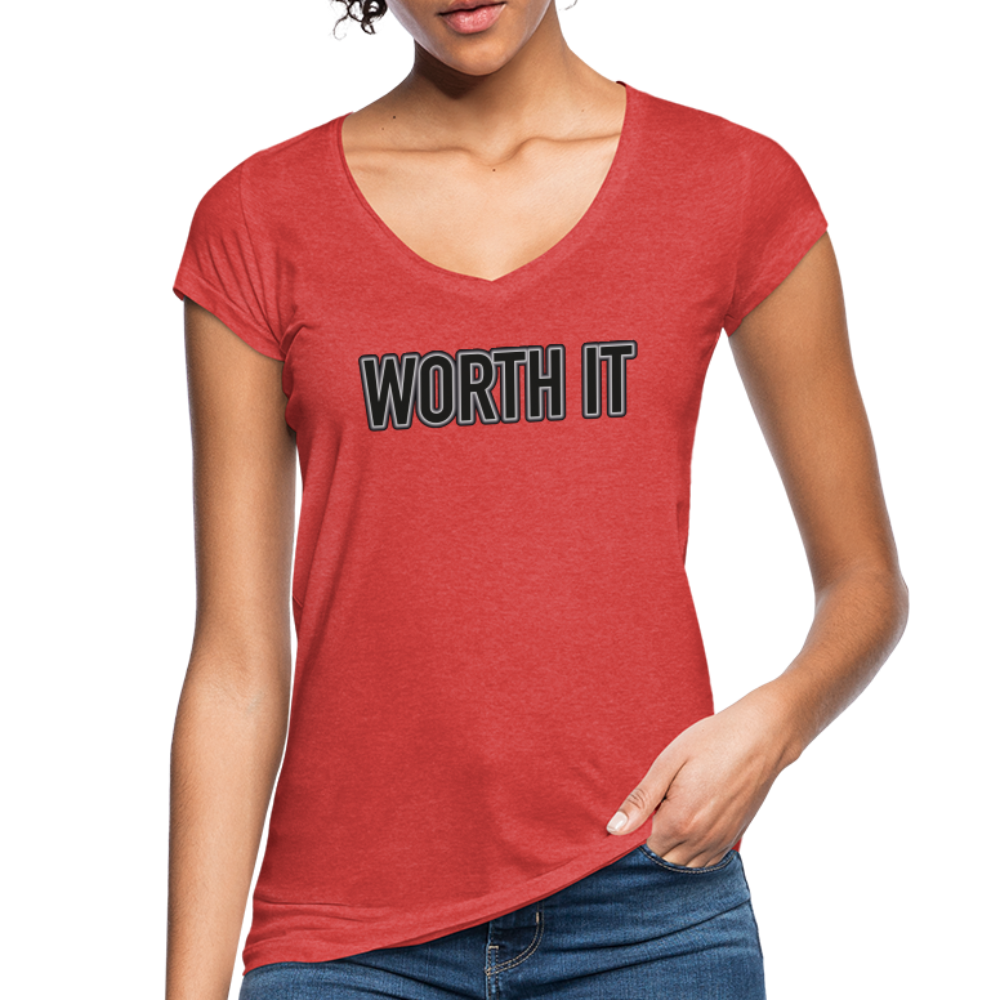 Worth it - Frauen Vintage T-Shirt - Rot meliert