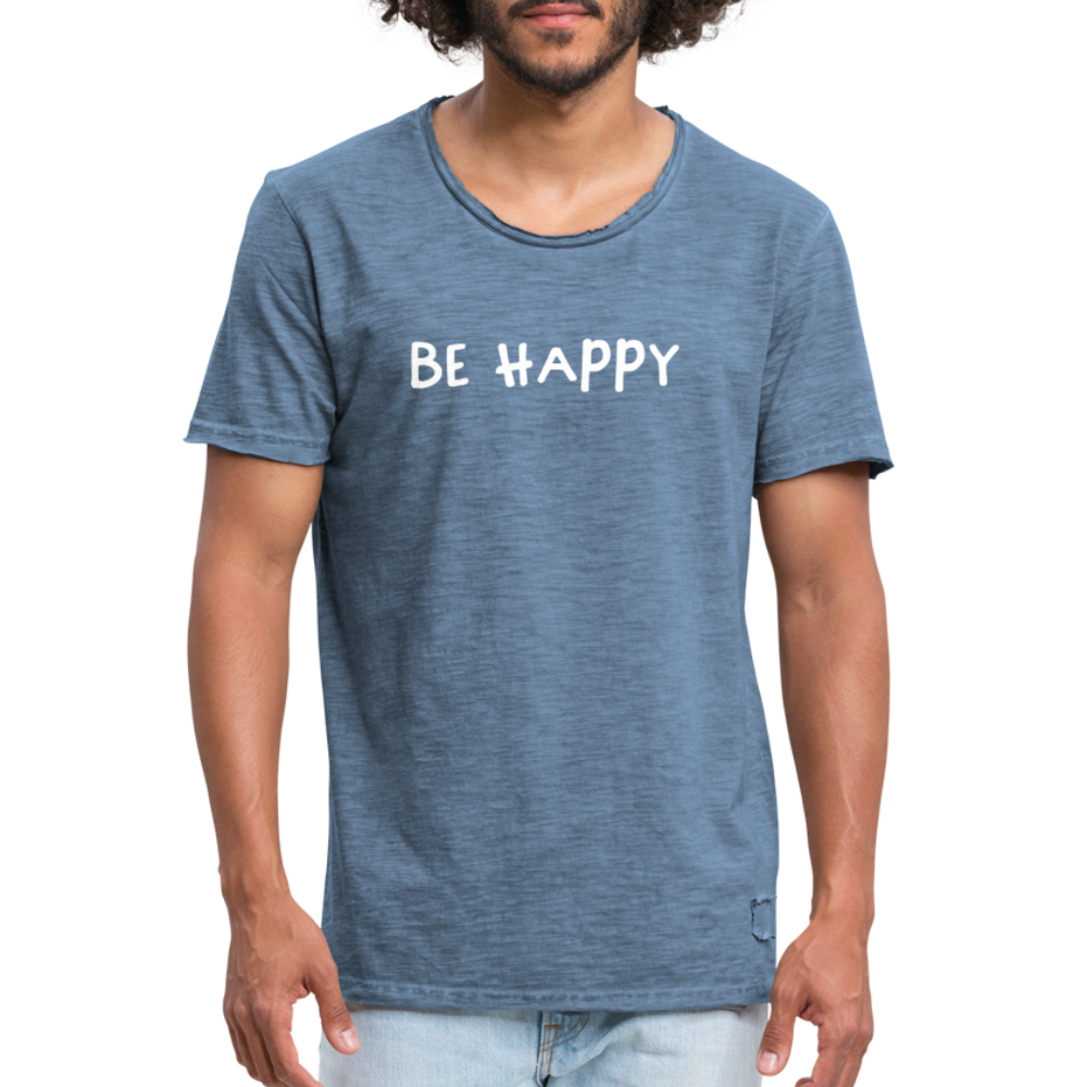 Be Happy - Männer Vintage T-Shirt - Vintage Denim