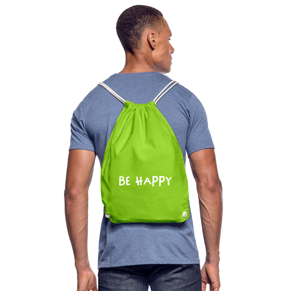 Be Happy - Turnbeutel aus 100% Baumwolle - Neongrün