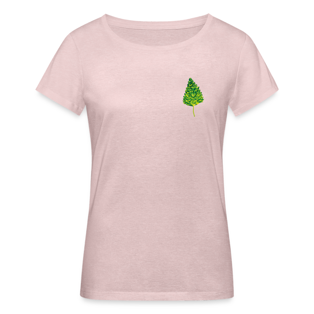 Das Blatt - Frauen T-Shirt aus 100% Bio-Baumwolle - Rosa-Creme meliert