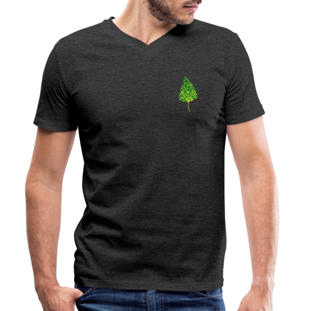 Das Blatt - Männer T-Shirt mit V-Ausschnitt aus 100% Bio-Baumwolle - Anthrazit