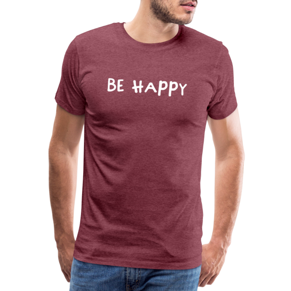 Be Happy - Männer T-Shirt - Bordeauxrot meliert