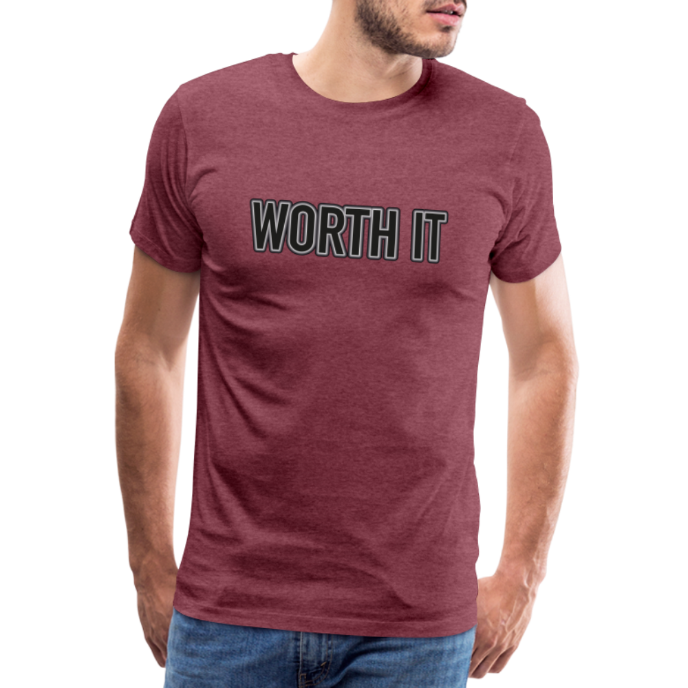 Worth it - Männer T-Shirt - Bordeauxrot meliert