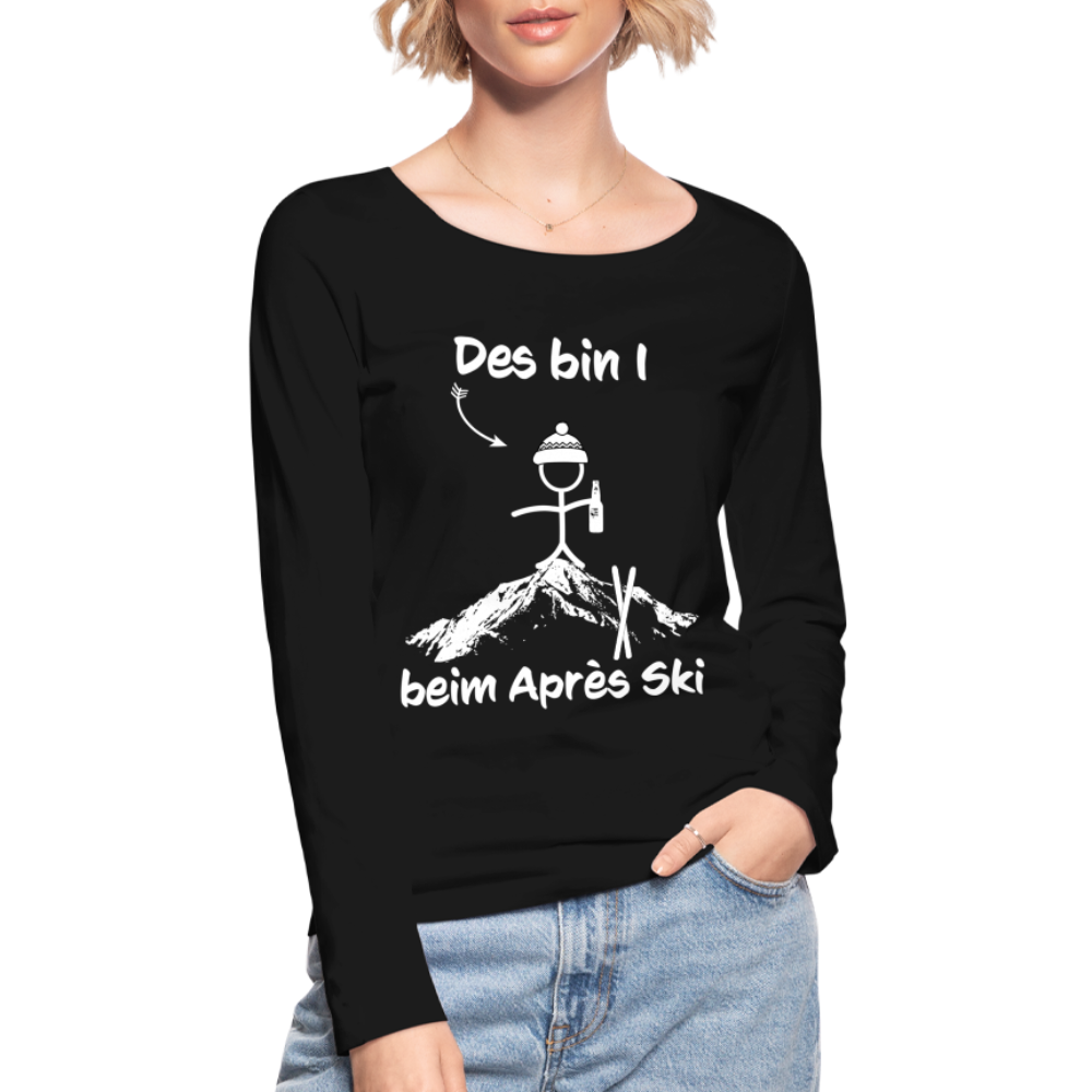 Des bin I beim Après Ski - Frauen Langarmshirt aus 100% Bio-Baumwolle - Schwarz