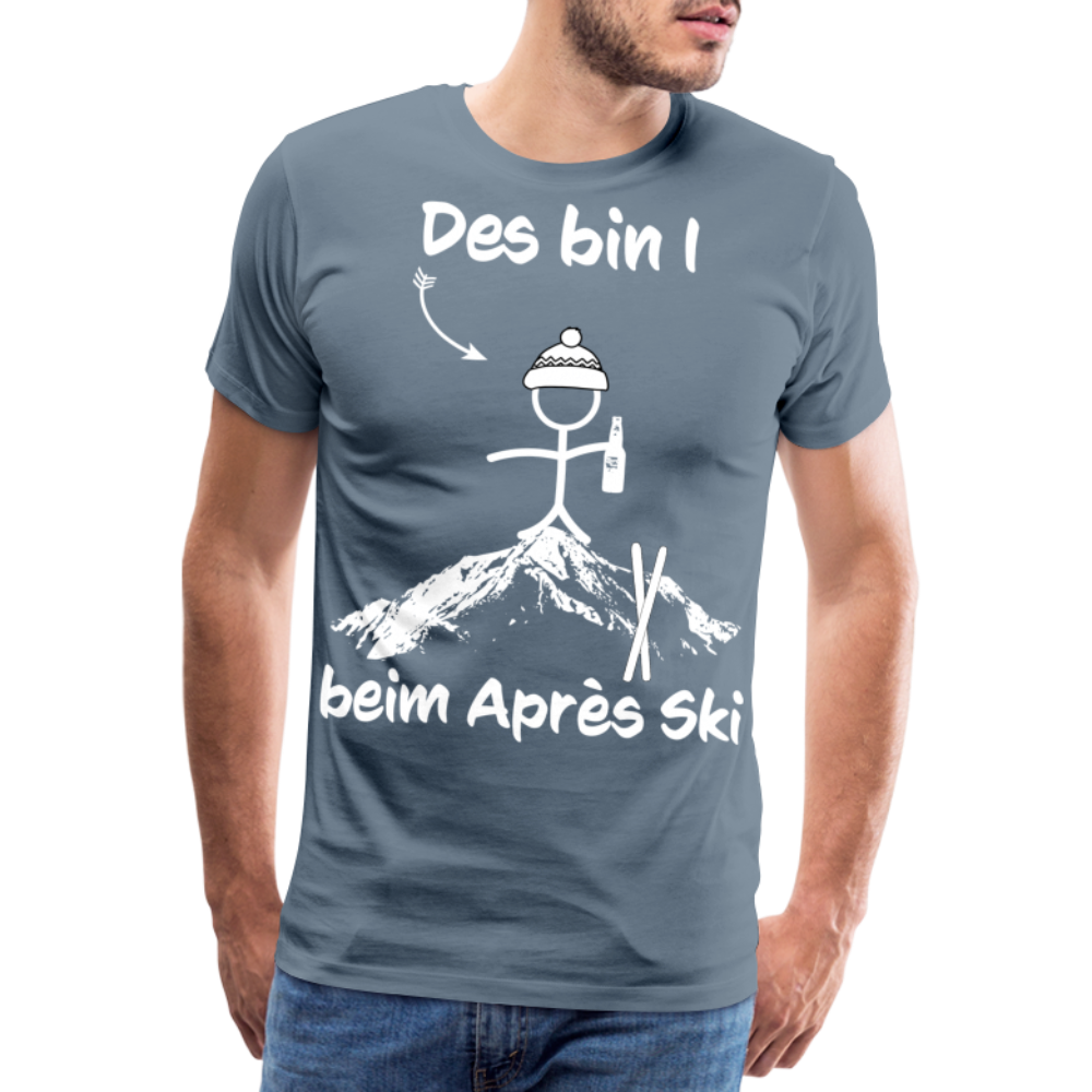 Des bin I beim Après Ski - Männer T-Shirt - Blaugrau