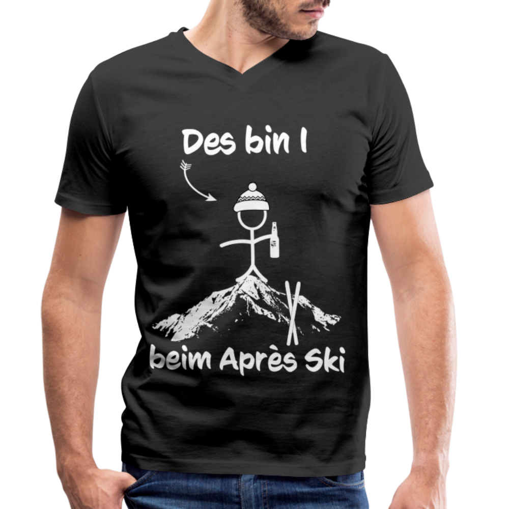 Des bin I beim Après Ski - Männer T-Shirt mit V-Ausschnitt aus 100% Bio-Baumwolle - Schwarz
