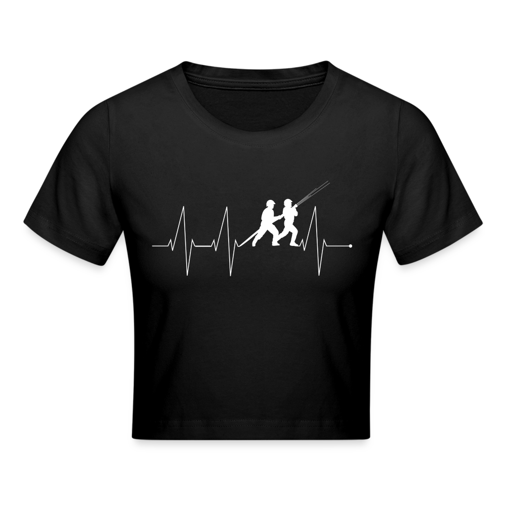 Herzschlag Feuerwehr - Crop T-Shirt - Schwarz