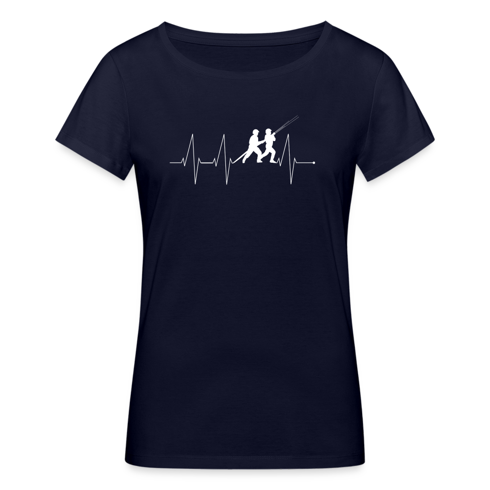 Herzschlag Feuerwehr - Frauen T-Shirt aus 100% Bio-Baumwolle - Navy