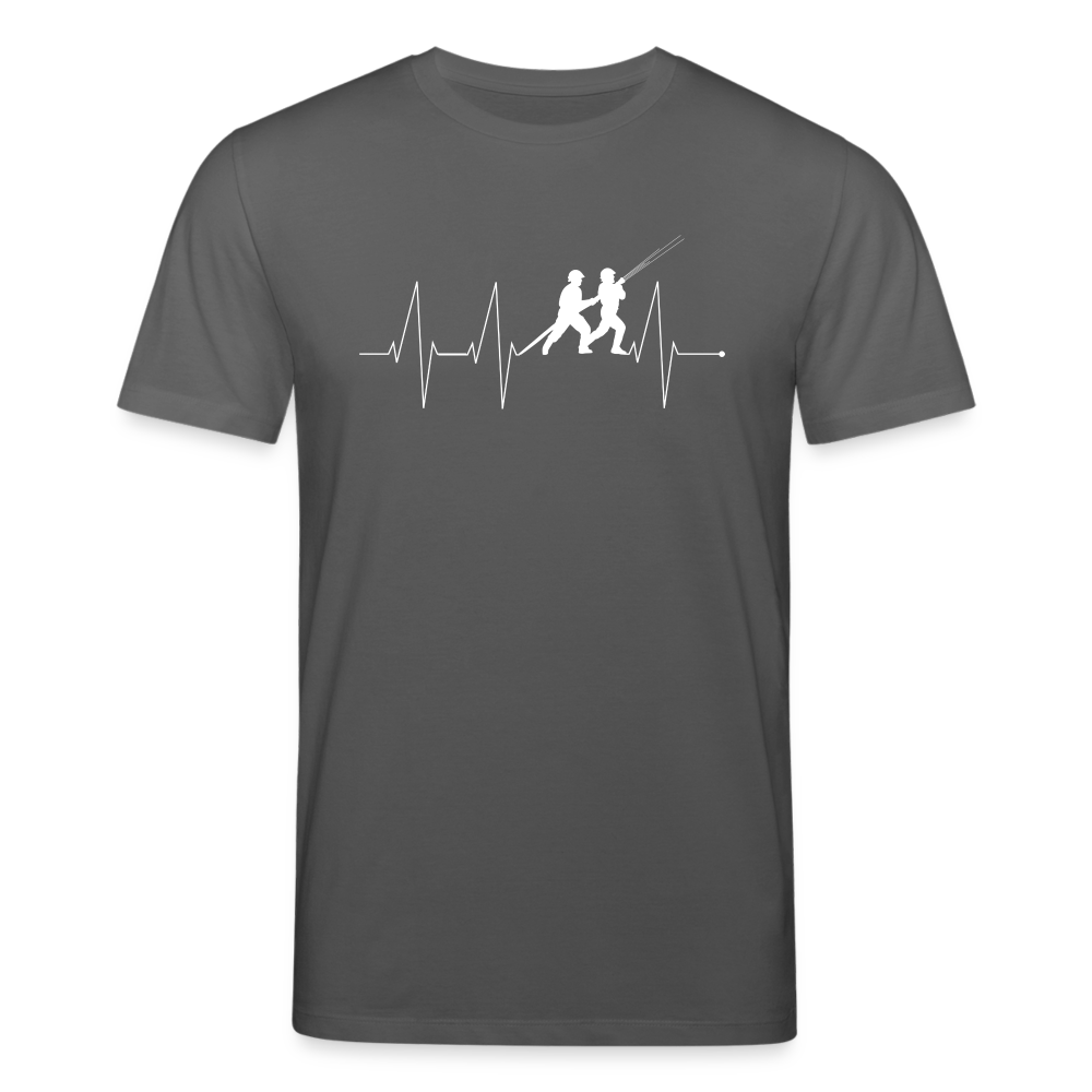 Herzschlag Feuerwehr - Männer T-Shirt aus 100% Bio-Baumwolle - Anthrazit