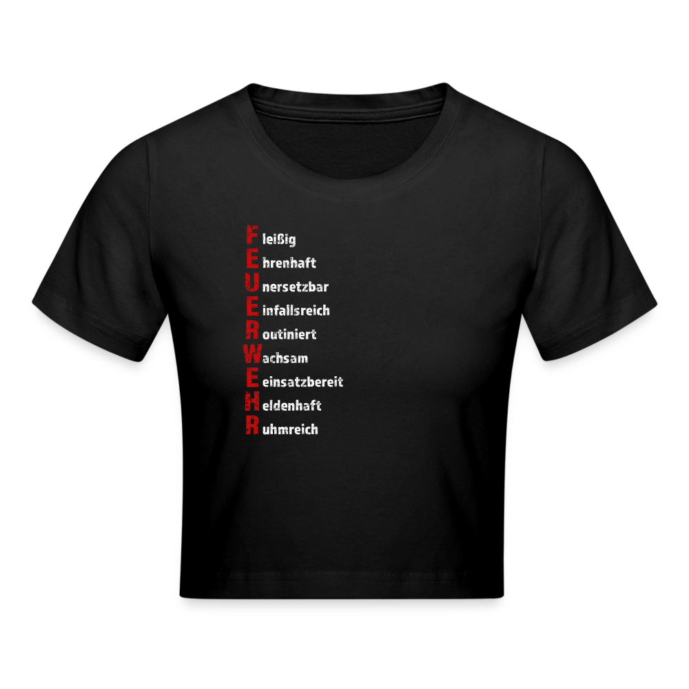 Feuerwehr Schriftzug - Crop T-Shirt - Schwarz