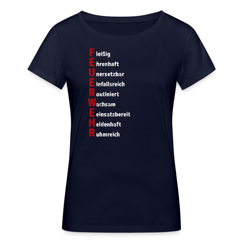 Feuerwehr Schriftzug - Frauen T-Shirt aus 100% Bio-Baumwolle - Navy