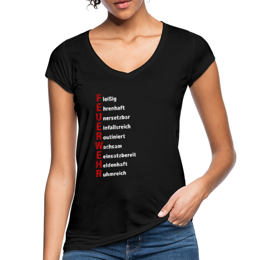 Feuerwehr Schriftzug - Frauen Vintage T-Shirt - Schwarz