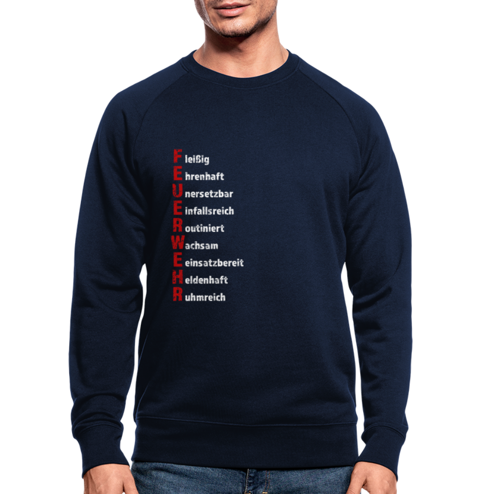 Feuerwehr Schriftzug - Männer Bio-Sweatshirt - Navy