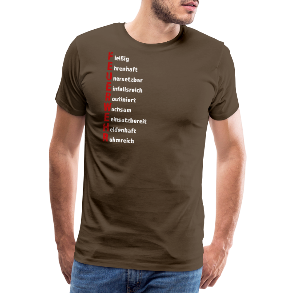 Feuerwehr Schriftzug - Männer T-Shirt - Edelbraun