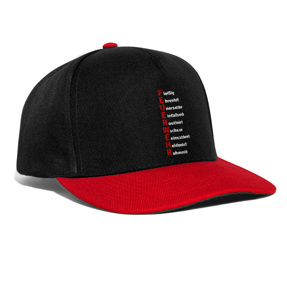 Feuerwehr Schriftzug - Snapback Cap - Schwarz/Rot