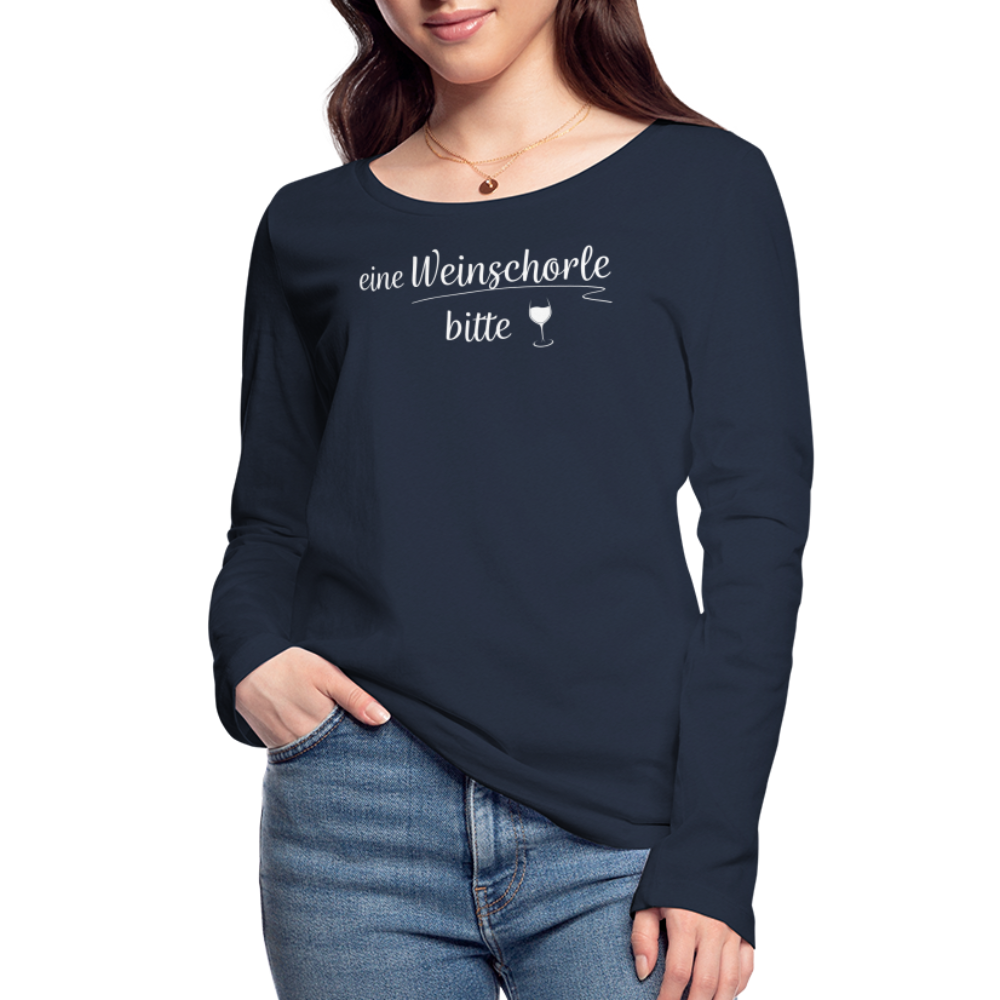 eine Weinschorle bitte - Frauen Langarmshirt aus 100% Bio-Baumwolle - Navy