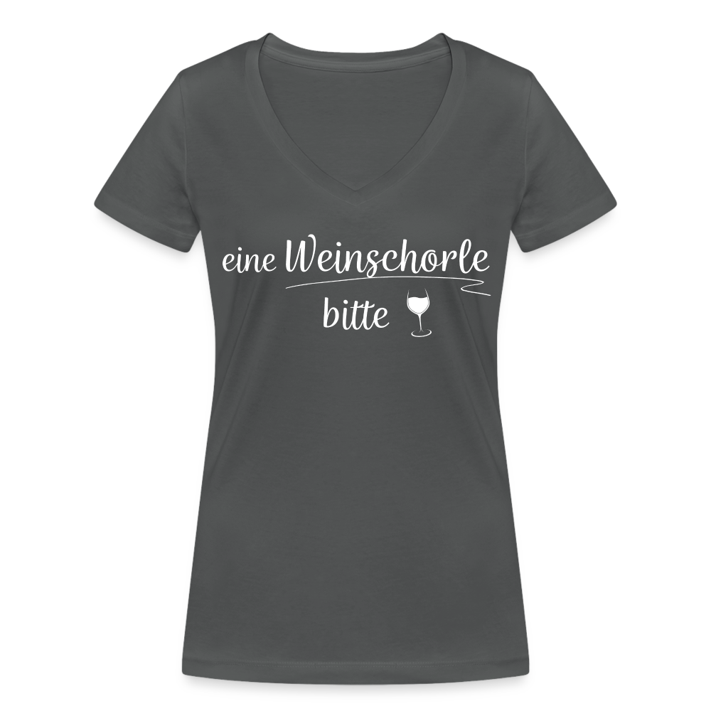 eine Weinschorle bitte - Frauen T-Shirt mit V-Ausschnitt aus 100% Bio-Baumwolle - Anthrazit