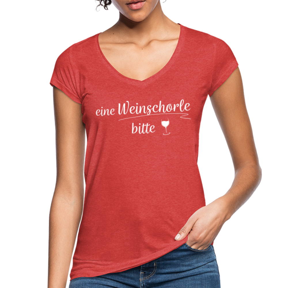 eine Weinschorle bitte - Frauen Vintage T-Shirt - Rot meliert