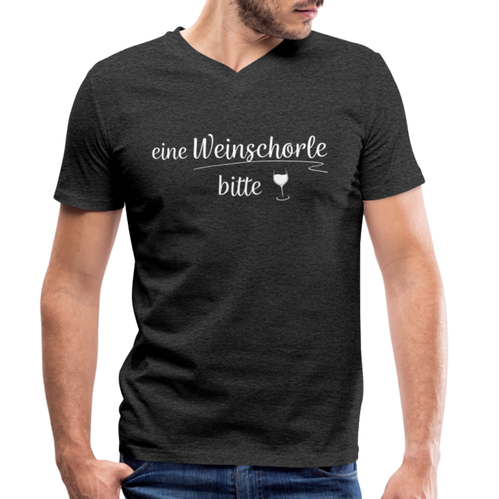 eine Weinschorle bitte - Männer T-Shirt mit V-Ausschnitt aus 100% Bio-Baumwolle - Anthrazit