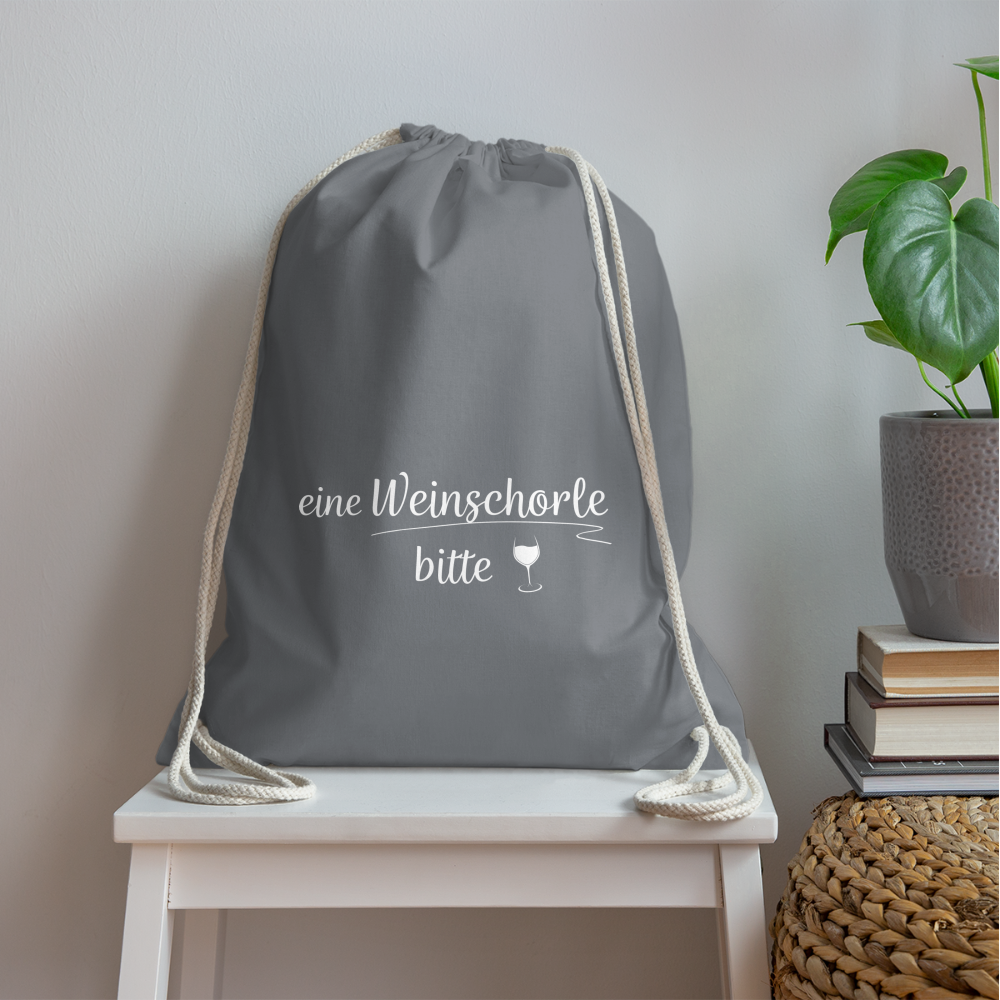 eine Weinschorle bitte - Turnbeutel aus 100% Baumwolle - Grau