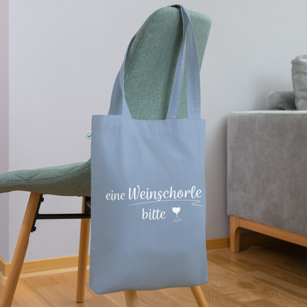 eine Weinschorle bitte - Stoffbeutel aus 100% Bio-Baumwolle Erfolg - Blaugrau
