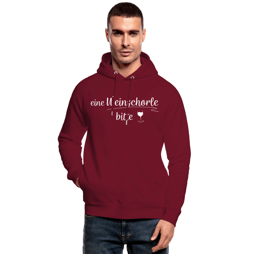 eine Weinschorle bitte - Unisex Bio-Hoodie - Burgunderrot
