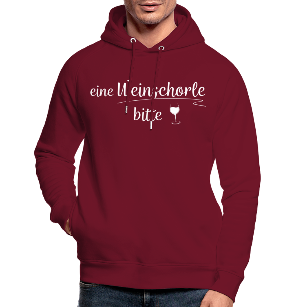 eine Weinschorle bitte - Unisex Bio-Hoodie - Burgunderrot