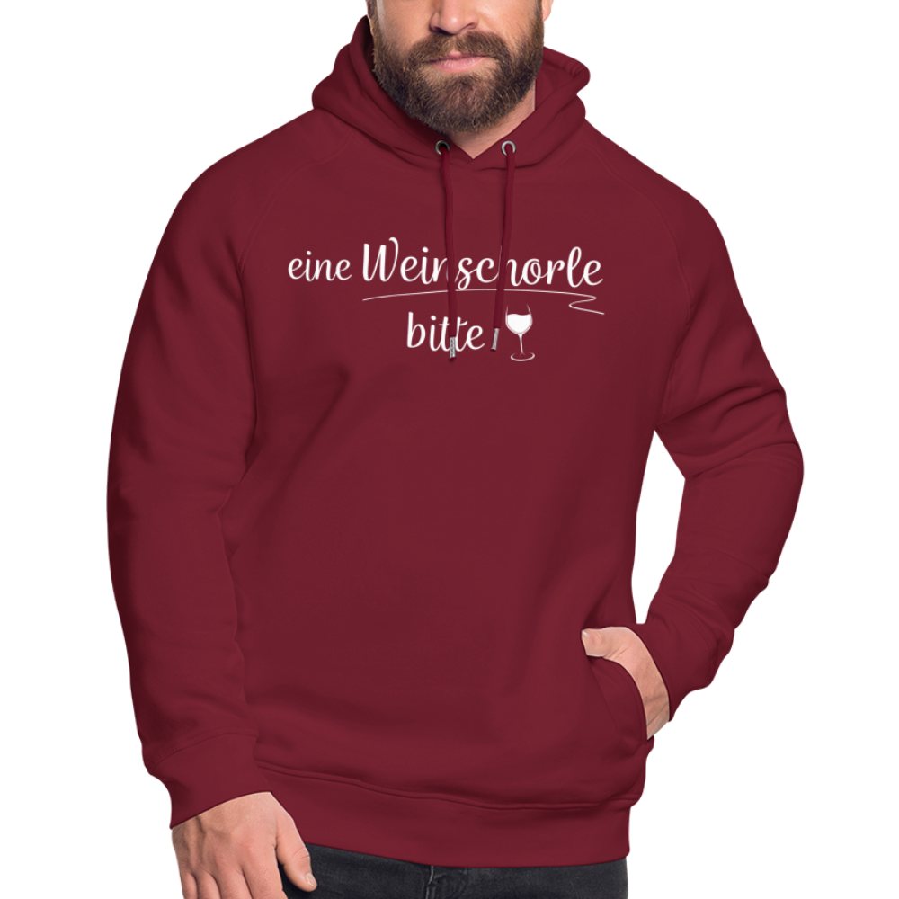 eine Weinschorle bitte - Unisex Bio-Hoodie - Burgunderrot