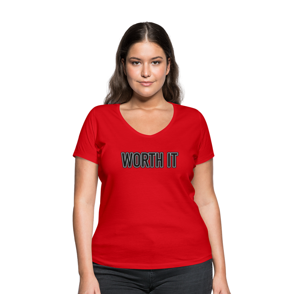 Worth it - Frauen T-Shirt mit V-Ausschnitt aus 100% Bio-Baumwolle - Rot