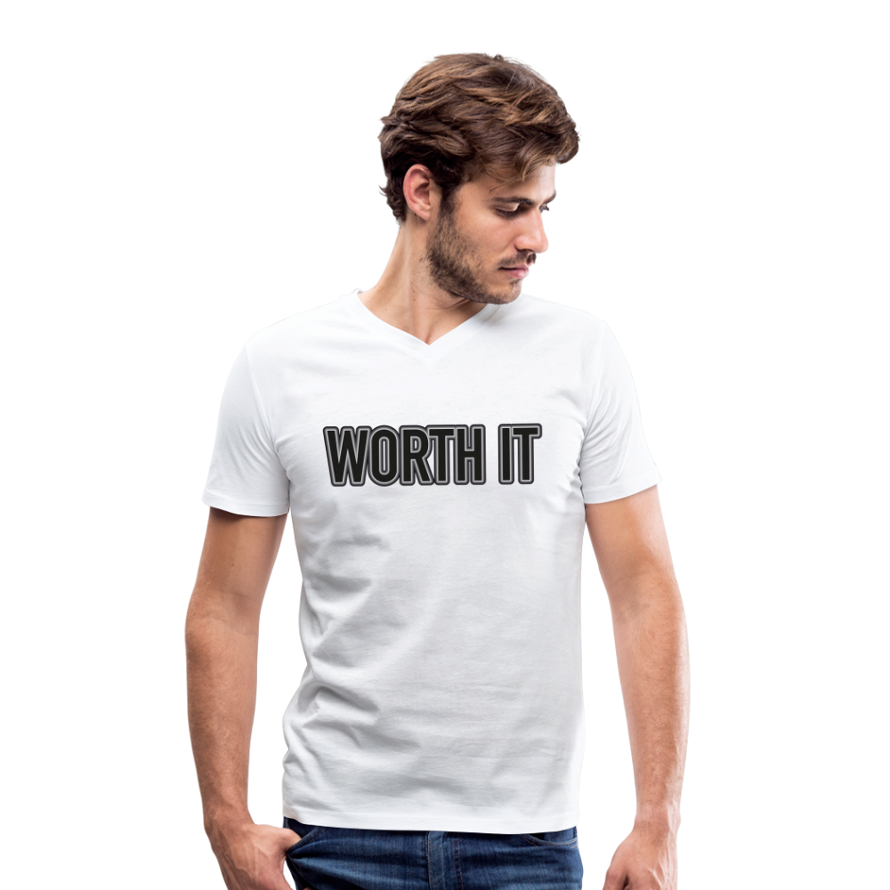 Worth it - Männer T-Shirt mit V-Ausschnitt aus 100% Bio-Baumwolle - weiß