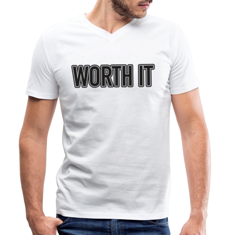 Worth it - Männer T-Shirt mit V-Ausschnitt aus 100% Bio-Baumwolle - weiß
