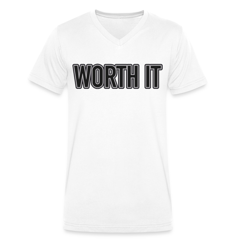 Worth it - Männer T-Shirt mit V-Ausschnitt aus 100% Bio-Baumwolle - weiß