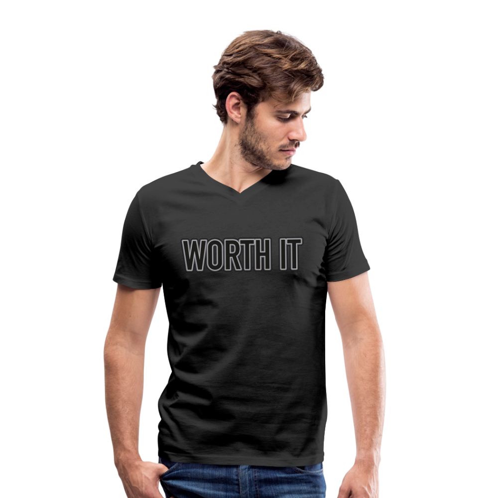 Worth it - Männer T-Shirt mit V-Ausschnitt aus 100% Bio-Baumwolle - Schwarz