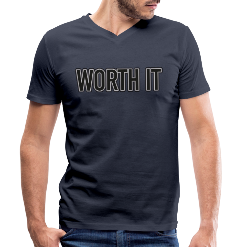 Worth it - Männer T-Shirt mit V-Ausschnitt aus 100% Bio-Baumwolle - Navy