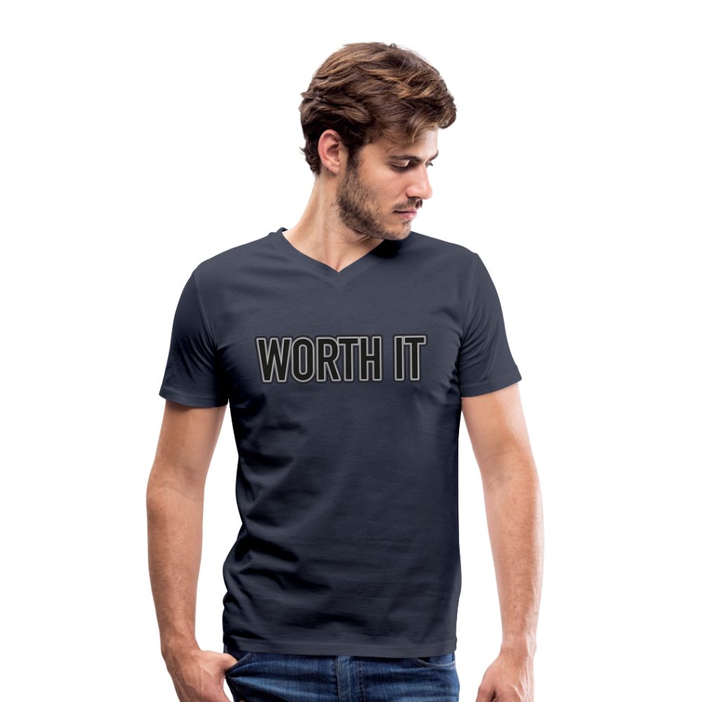 Worth it - Männer T-Shirt mit V-Ausschnitt aus 100% Bio-Baumwolle - Navy