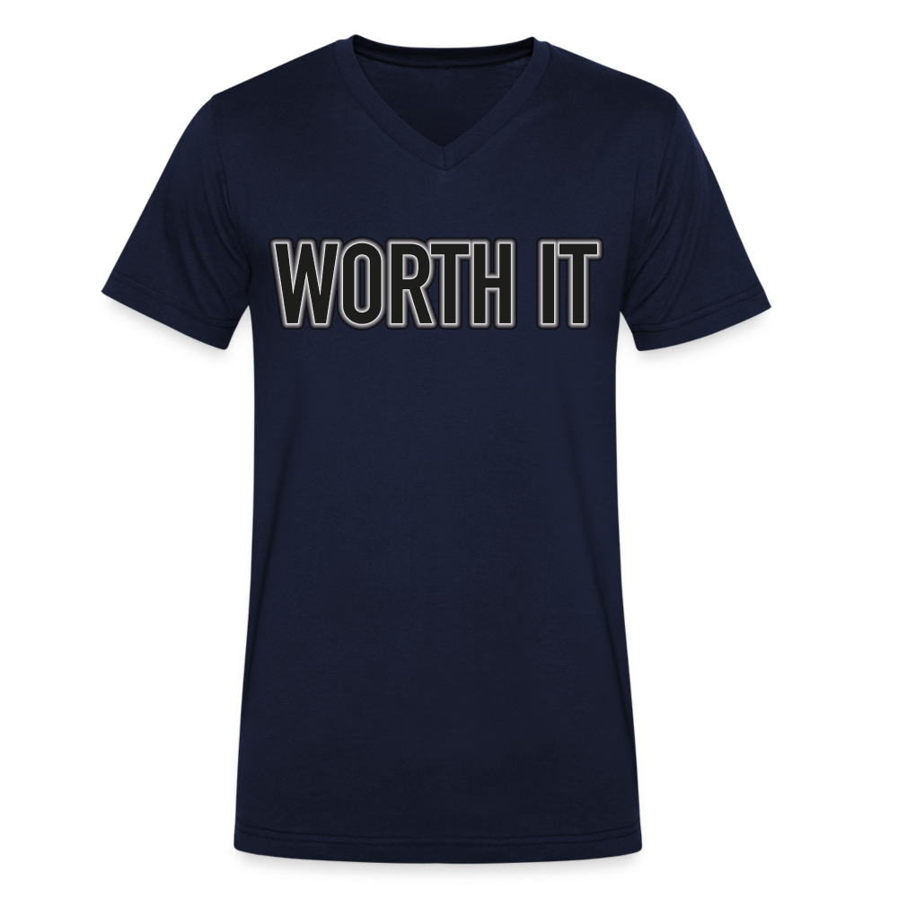 Worth it - Männer T-Shirt mit V-Ausschnitt aus 100% Bio-Baumwolle - Navy