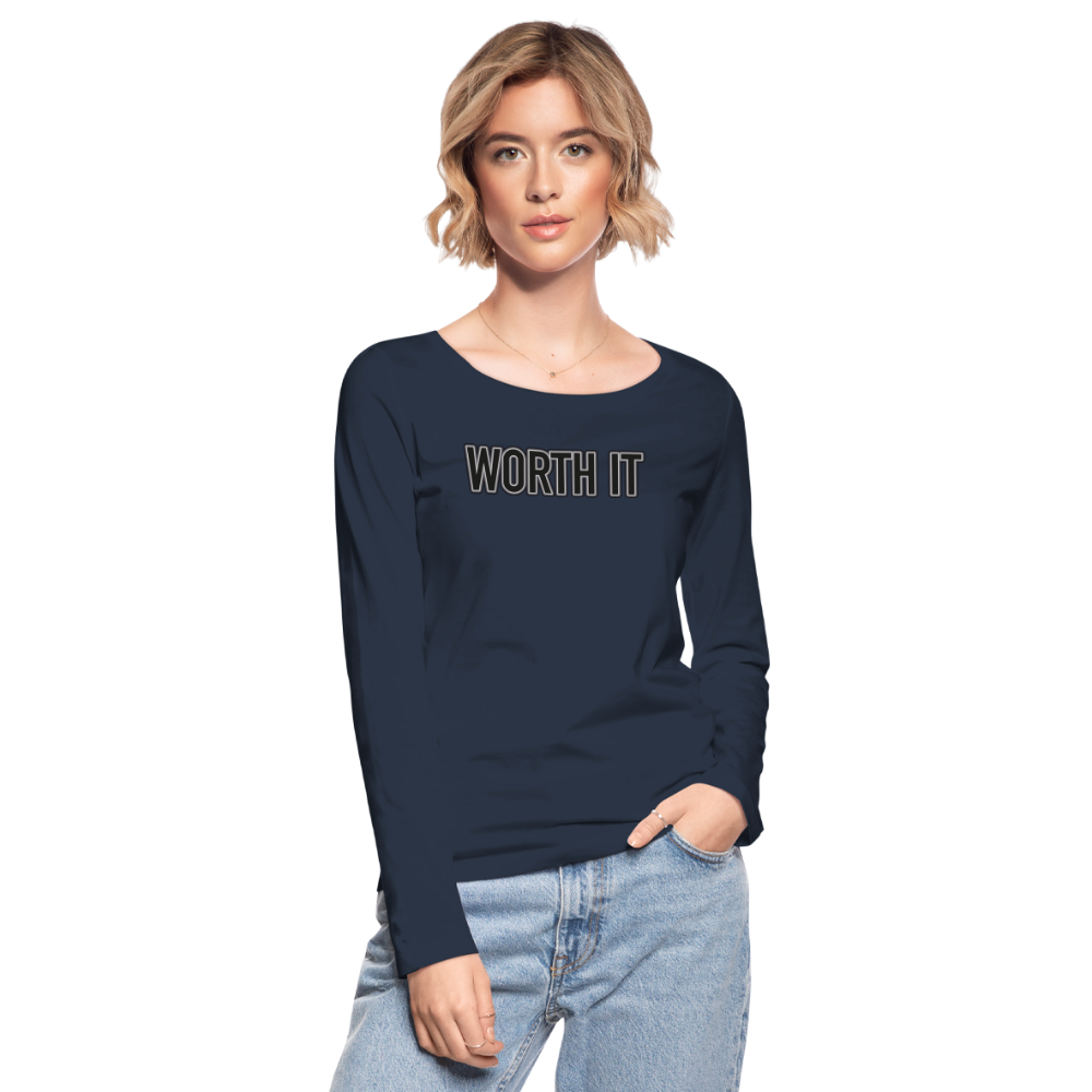 Worth it - Frauen Bio-Langarmshirt - Navy