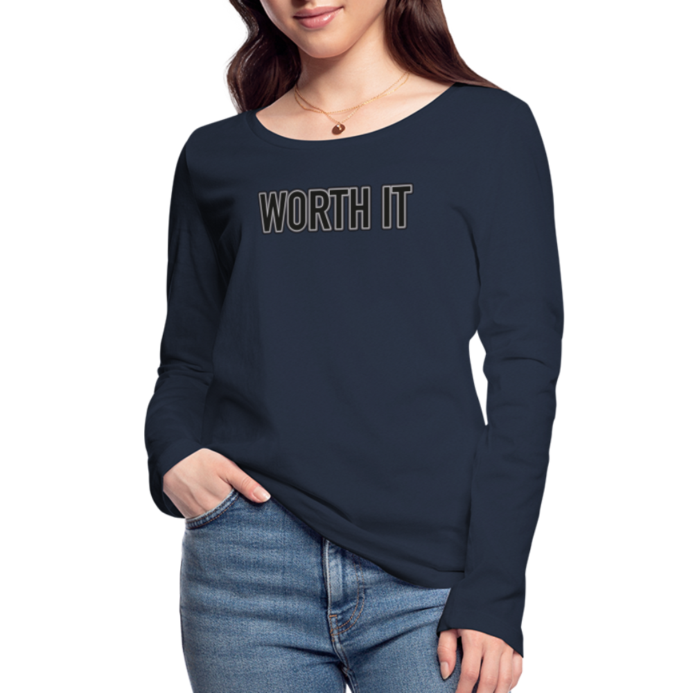 Worth it - Frauen Bio-Langarmshirt - Navy