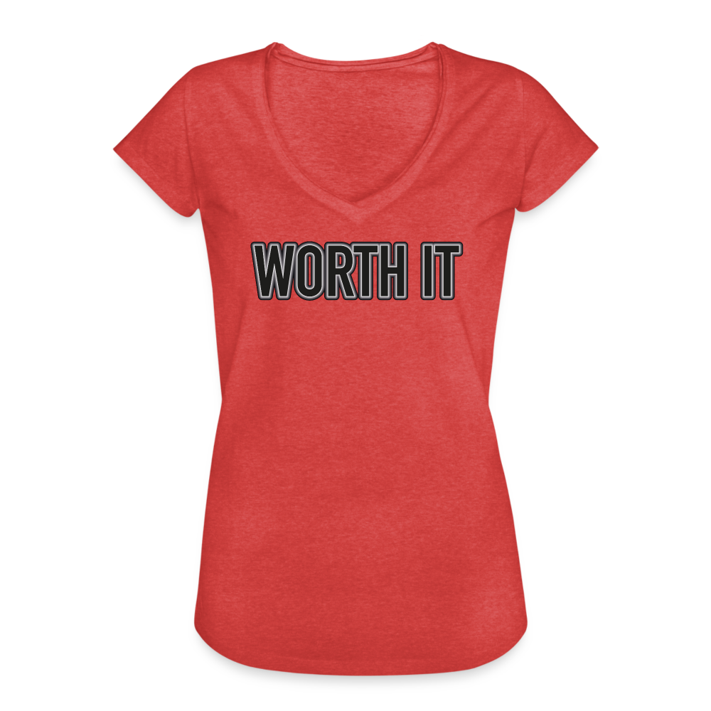 Worth it - Frauen Vintage T-Shirt - Rot meliert