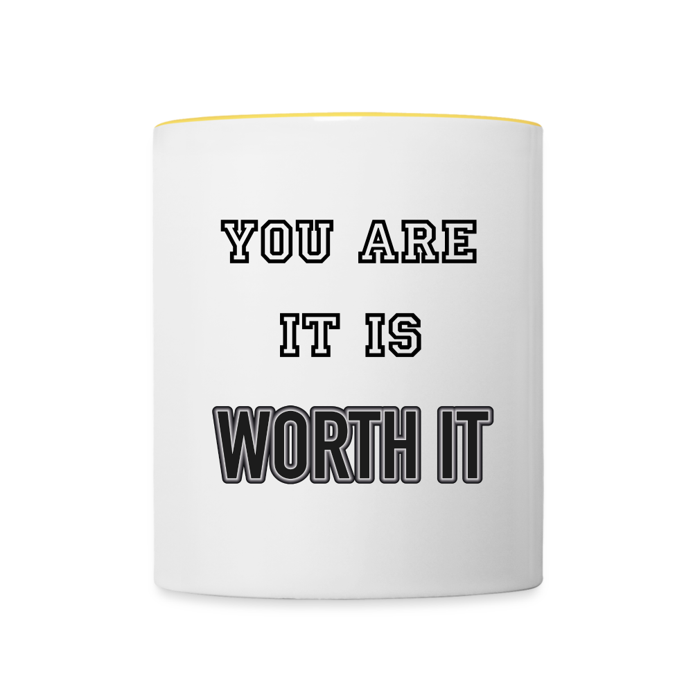 Worth it - Tasse zweifarbig 325 ml - Weiß/Gelb
