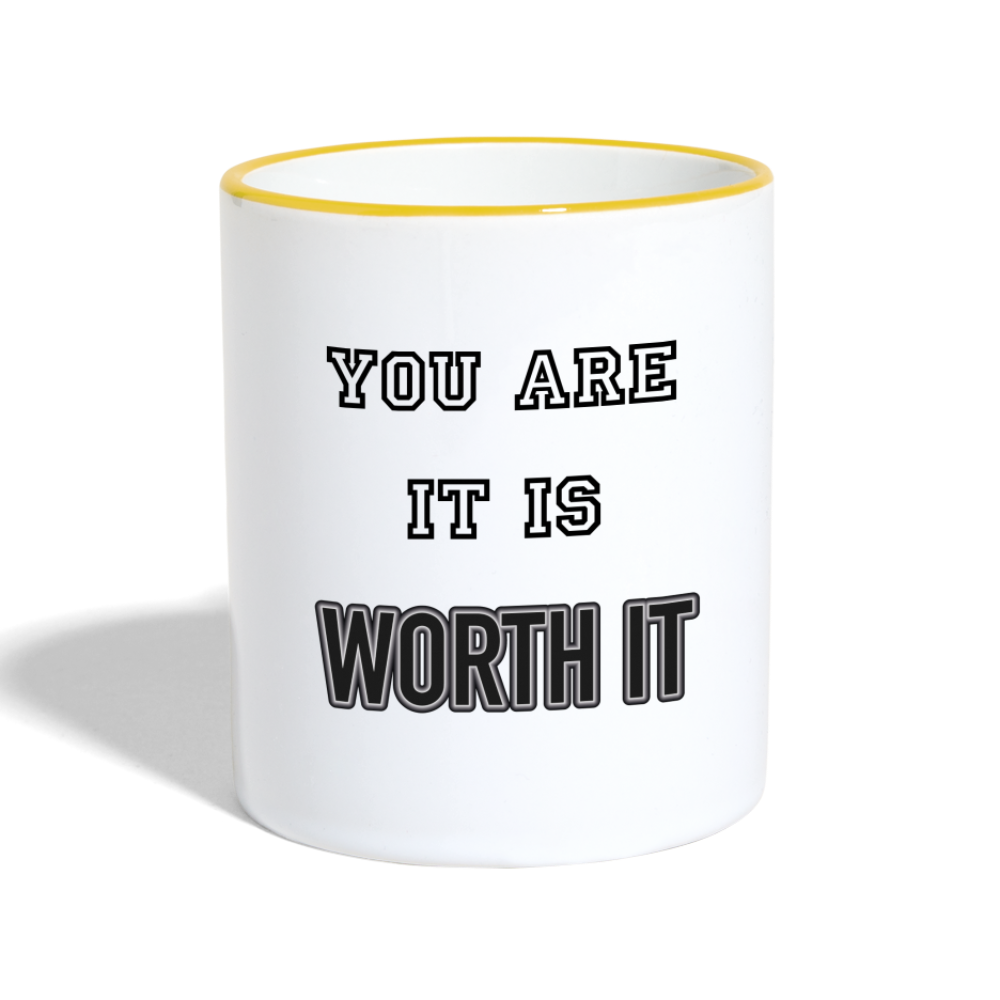 Worth it - Tasse zweifarbig 325 ml - Weiß/Gelb