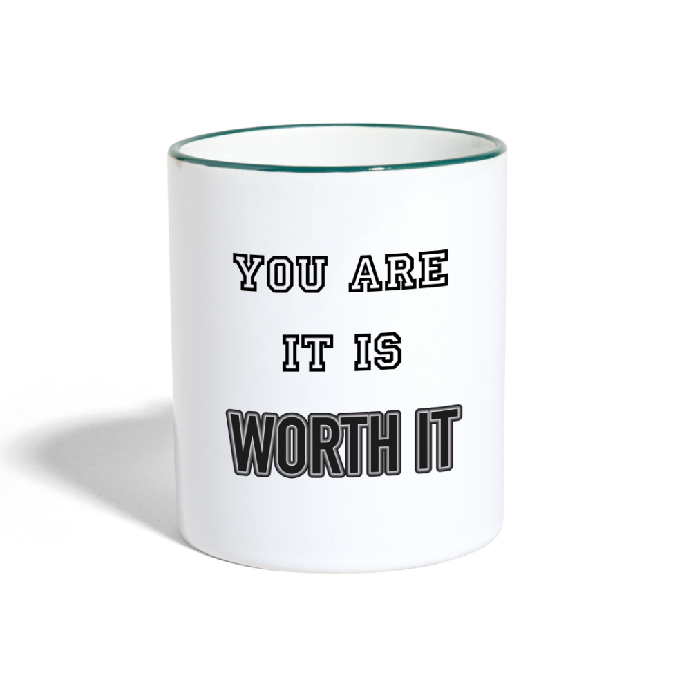 Worth it - Tasse zweifarbig 325 ml - Weiß/Dunkelgrün