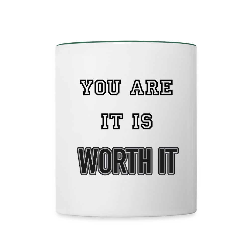 Worth it - Tasse zweifarbig 325 ml - Weiß/Dunkelgrün