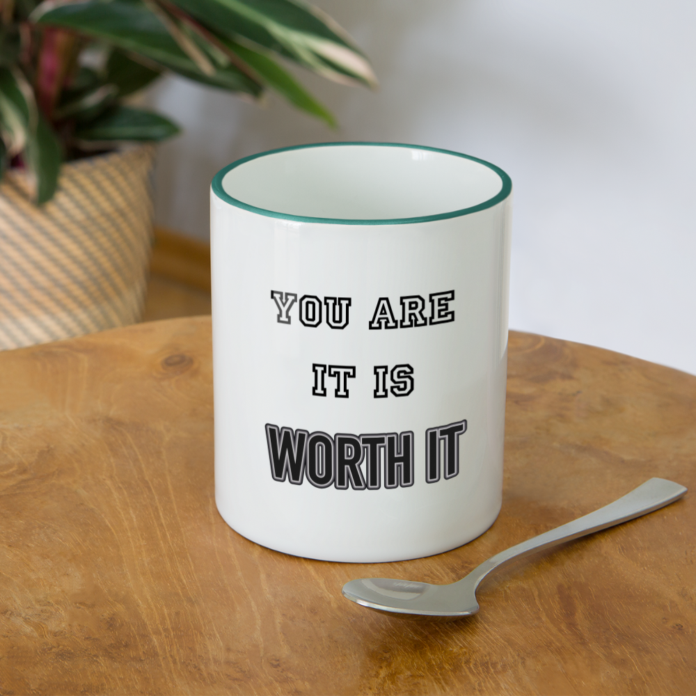 Worth it - Tasse zweifarbig 325 ml - Weiß/Dunkelgrün