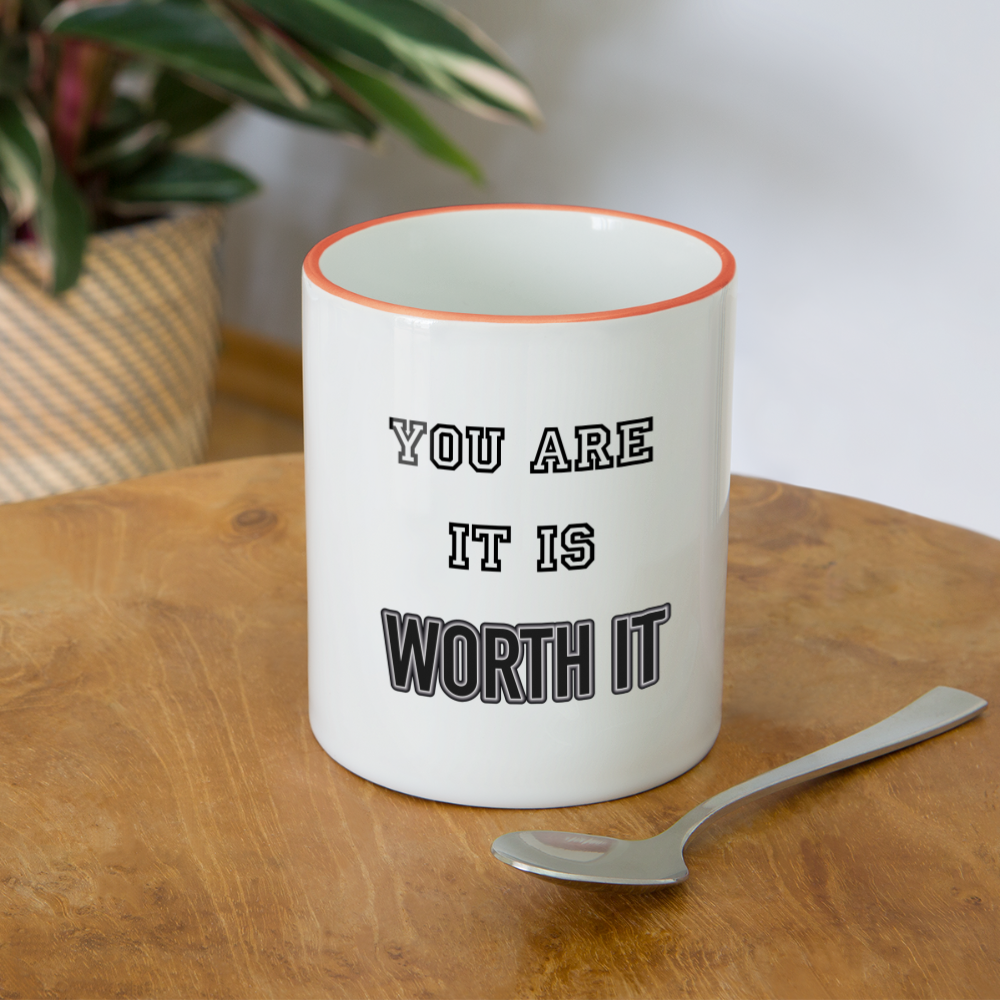 Worth it - Tasse zweifarbig 325 ml - Weiß/Orange