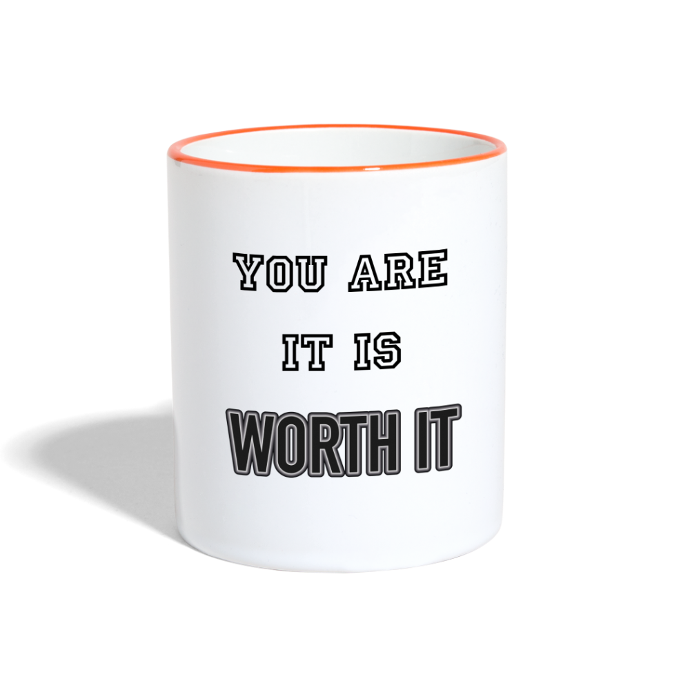 Worth it - Tasse zweifarbig 325 ml - Weiß/Orange