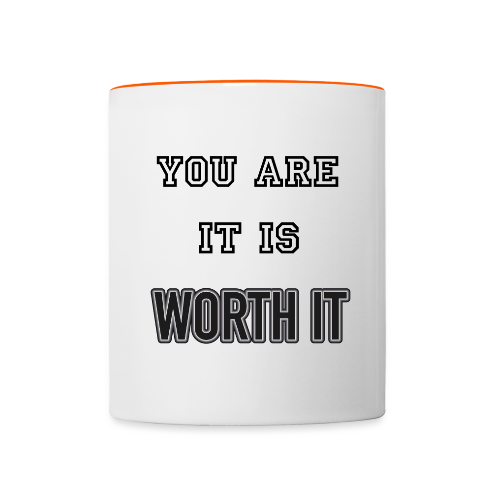 Worth it - Tasse zweifarbig 325 ml - Weiß/Orange